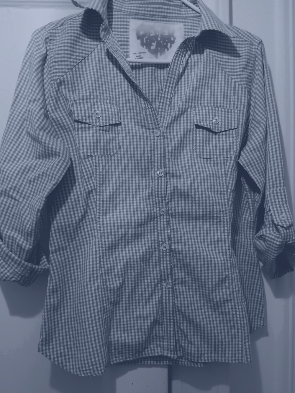Blue & White Gingham Shirt  Juniors Large